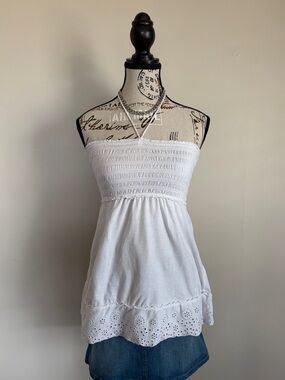american eagle Y2K white halter tube top | coconut girl, coastal vibes